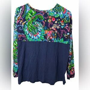 Lilly Pulitzer Finn Top Long Sleeve Shirt Take Me To The Sea Print
